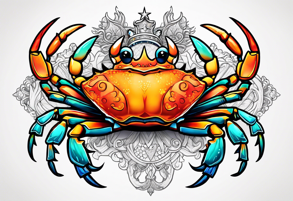 Crab wearing crown tattoo idea