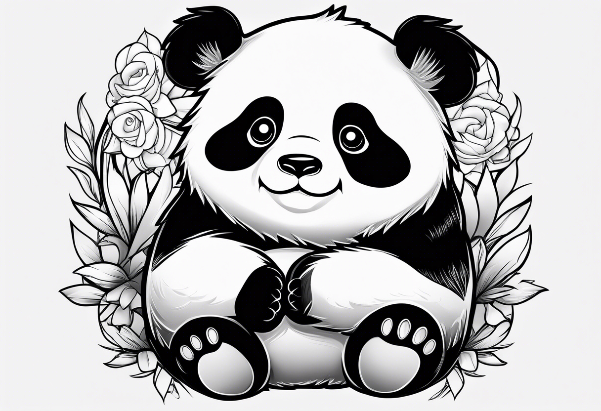 a fat cute panda tattoo idea