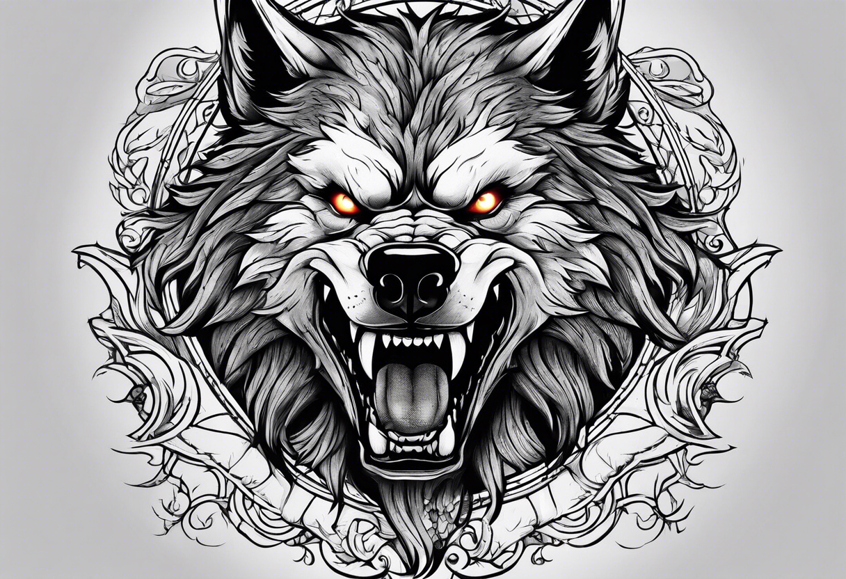 a werewolf transforming in the moonlight tattoo idea