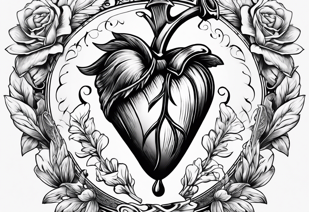 bleeding heart with a dagger and a bandaid tattoo idea