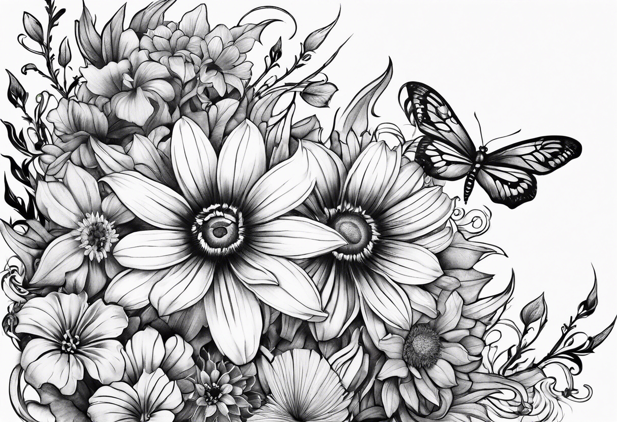 Horseshoe flowers and tarantulas tattoo idea