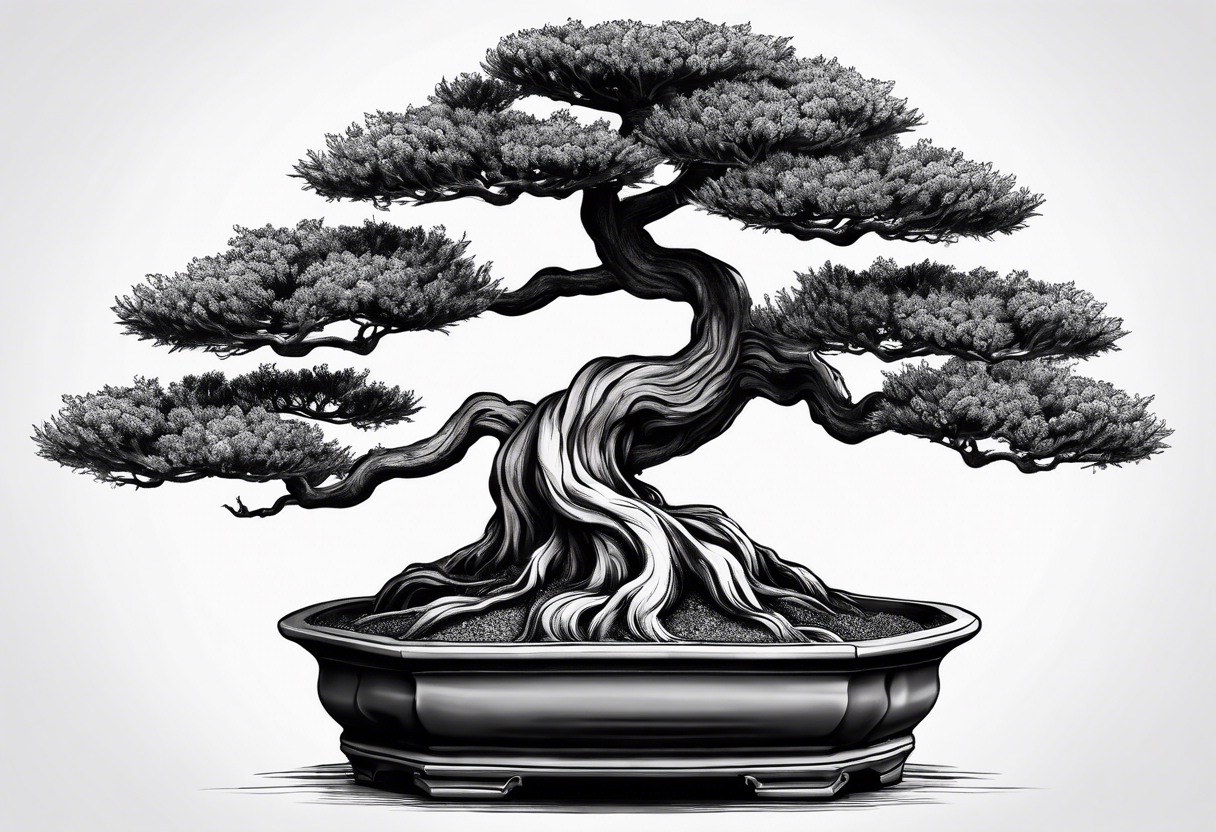 bonsai tree with dirt tattoo idea