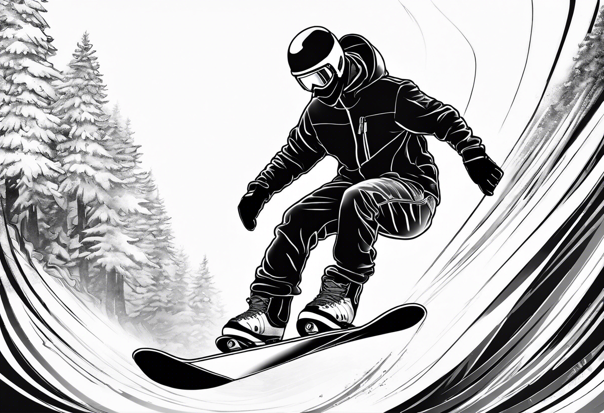 Un snowboardeur qui ride sur un half pipe tattoo idea