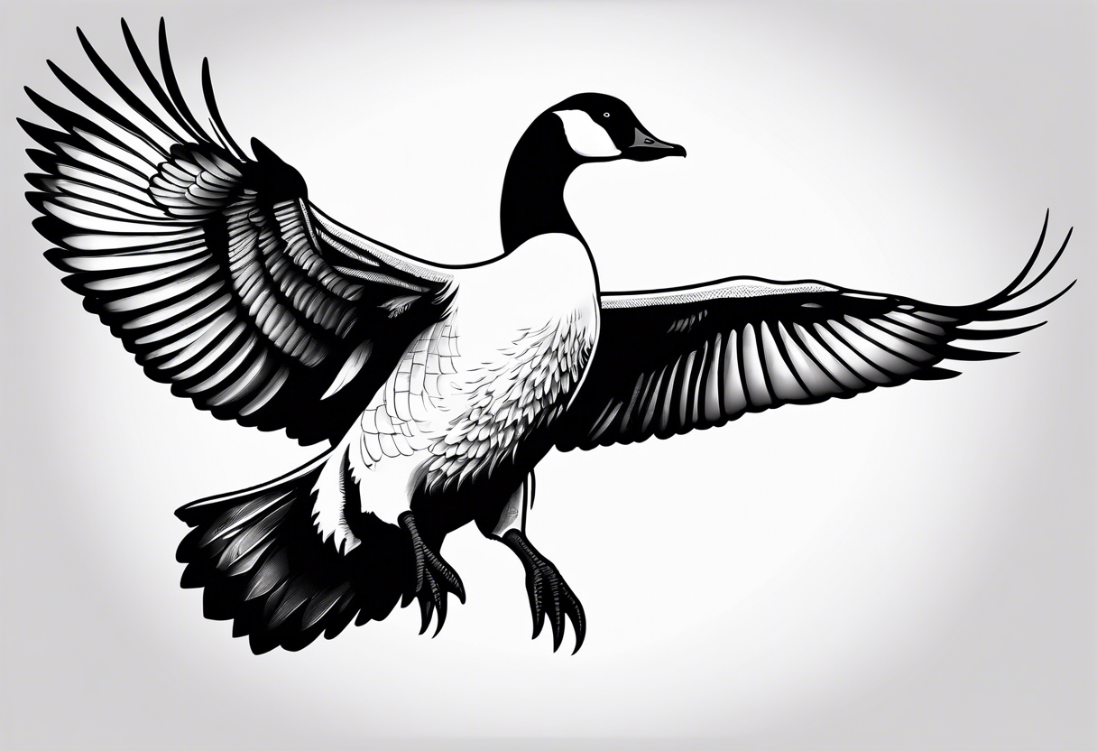 canadian goose stretching her wings tattoo idea