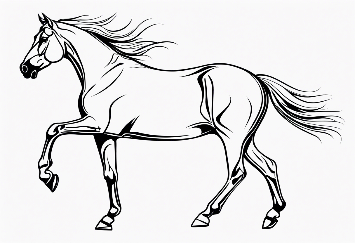 Horse drawn using a single line tattoo idea