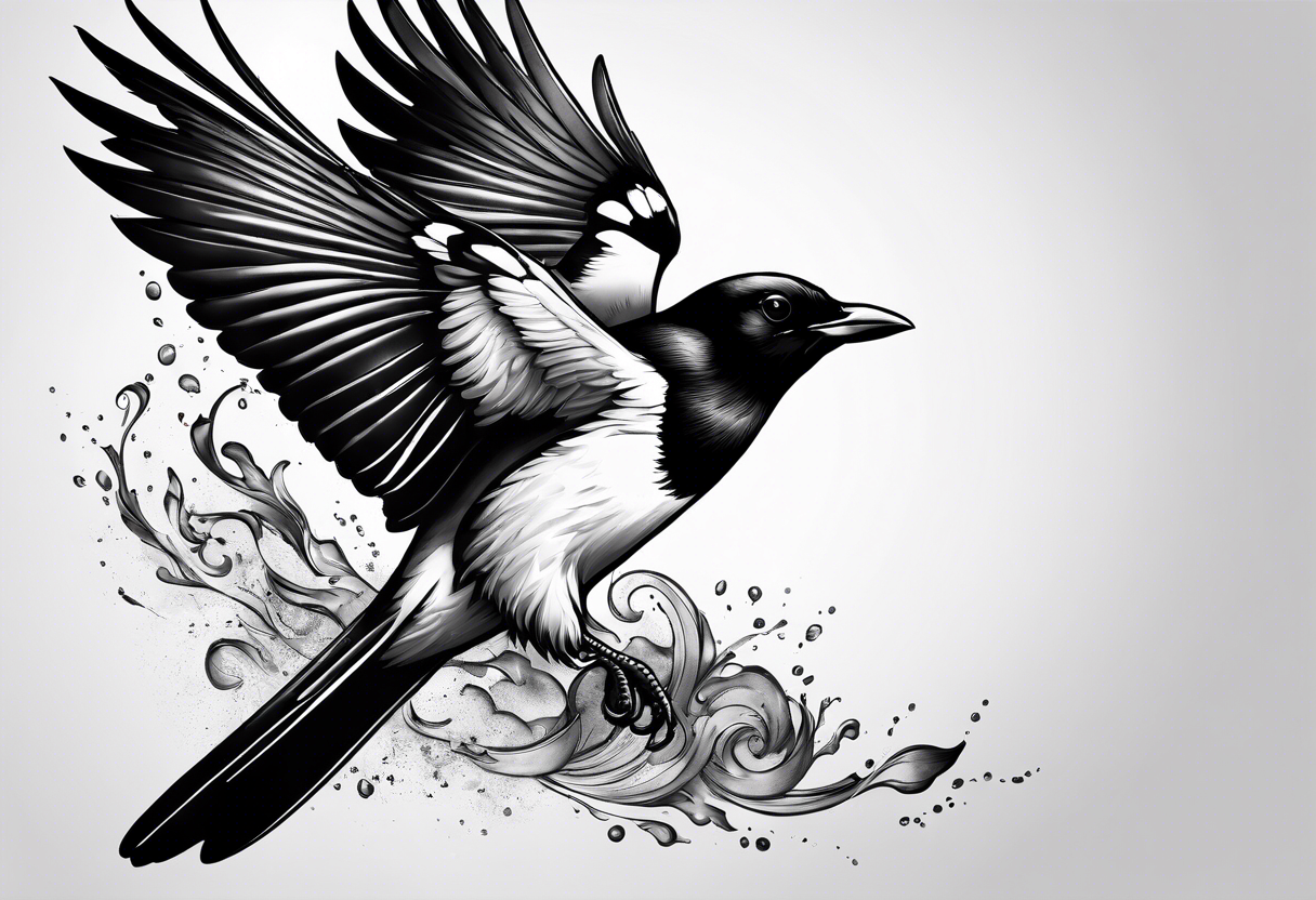 Dive chasing magpie tattoo idea