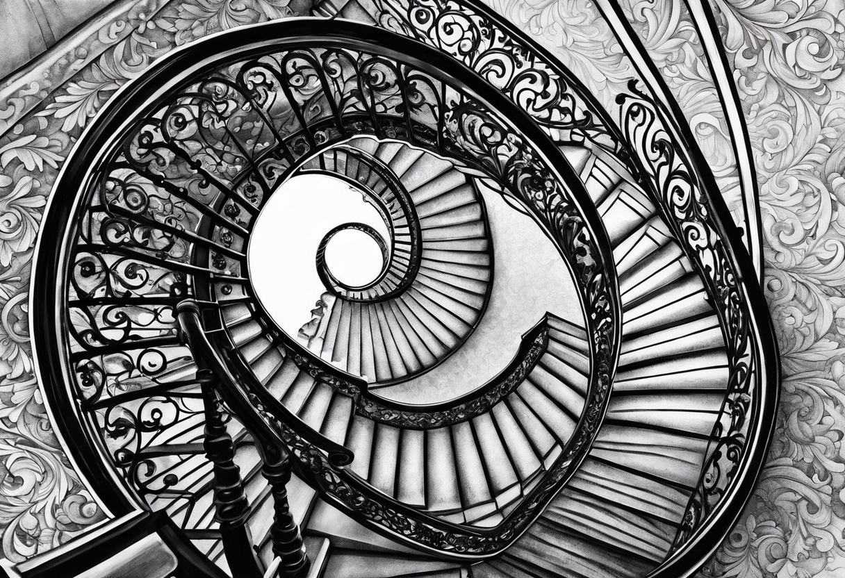 Antique spiral stair case tattoo idea