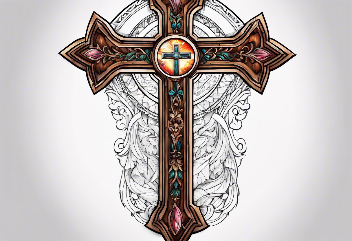 wooden cross of Christ tattoo idea