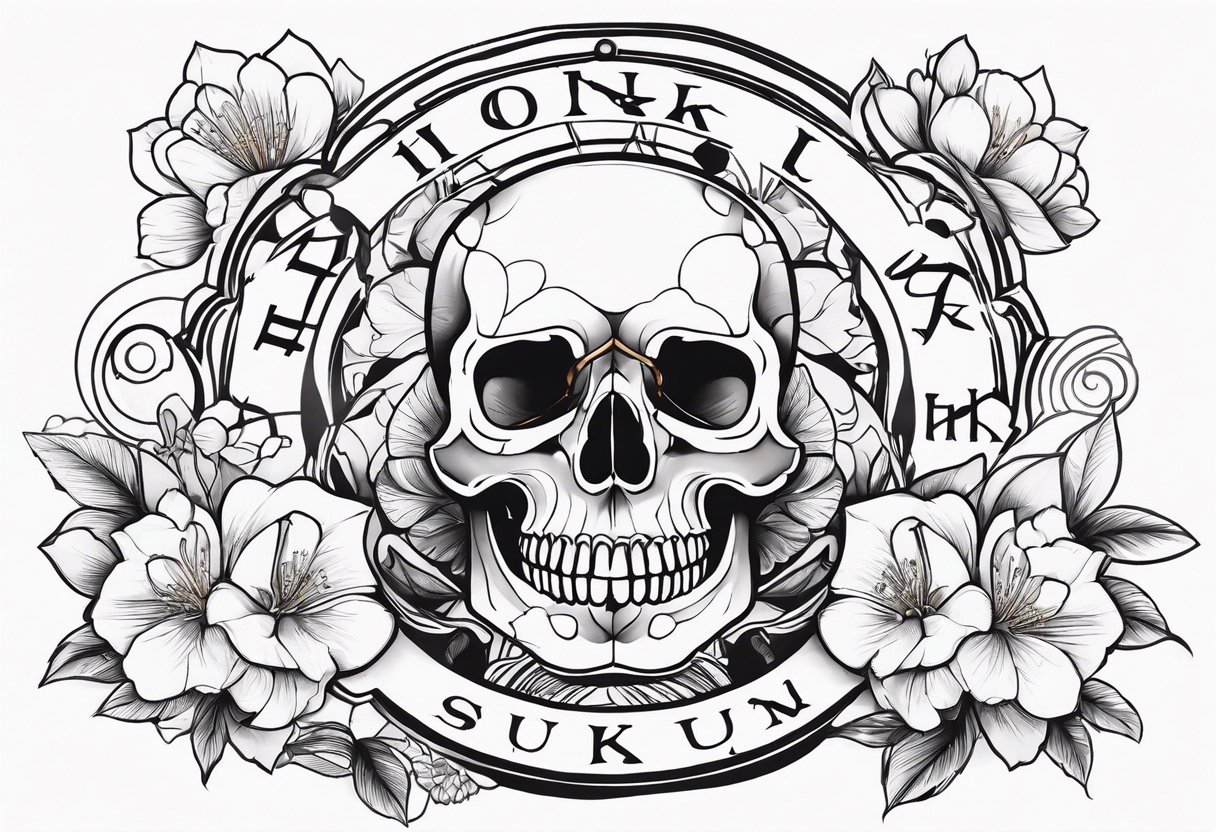 Hourglass skull Sakura tattoo idea