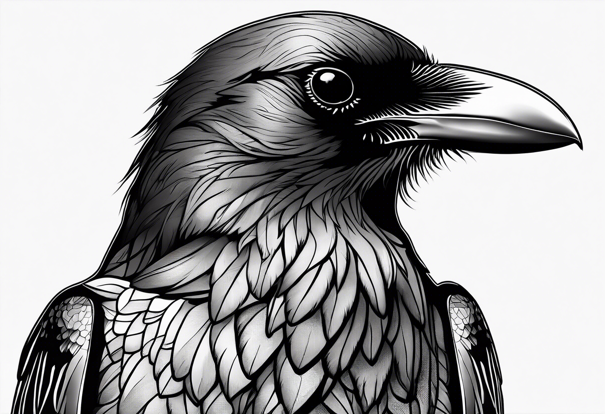 head of a crow outlines tattoo idea