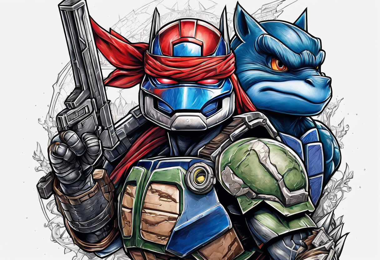 Optimus prime, ninja turtles, Sonic the hedgehog tattoo idea