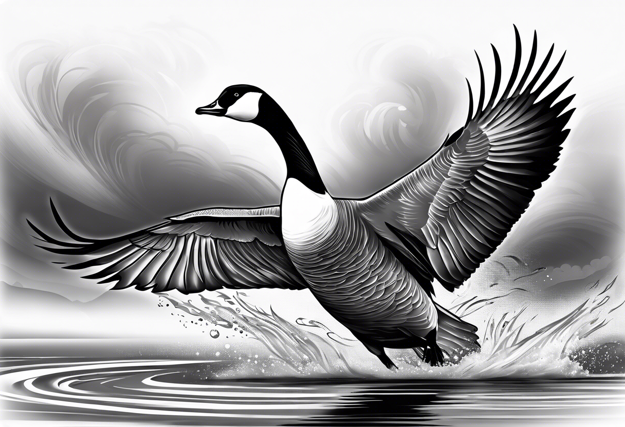 canadian goose taking off wind Background edgeways tattoo idea