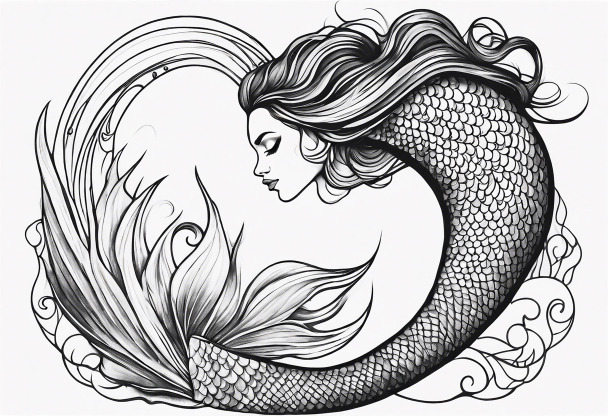 Draw me a nice magical mermaid fish tail tattoo idea