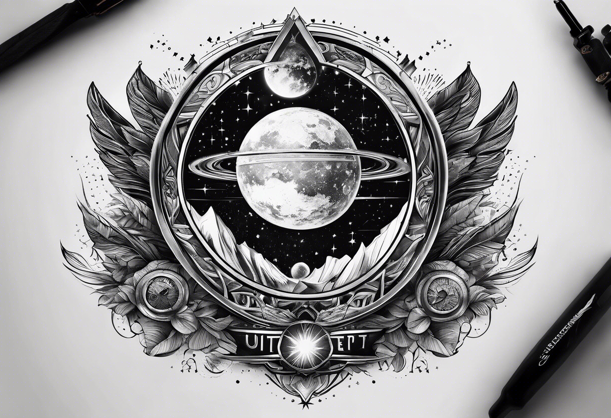 Interstellar tattoo showcasing struggle and success on right hand tattoo idea