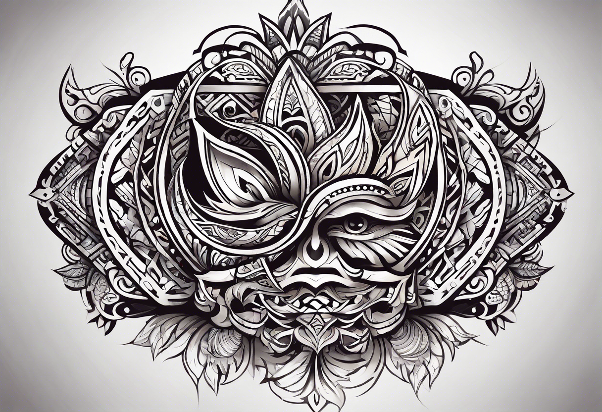 we create a brutal tattoo for the whole arm in the style of Polynesia tattoo idea