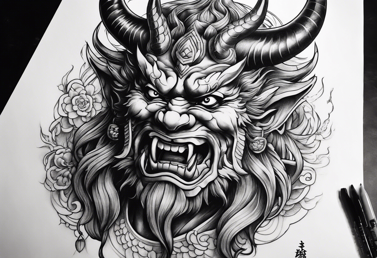 japanese demon tattoo idea