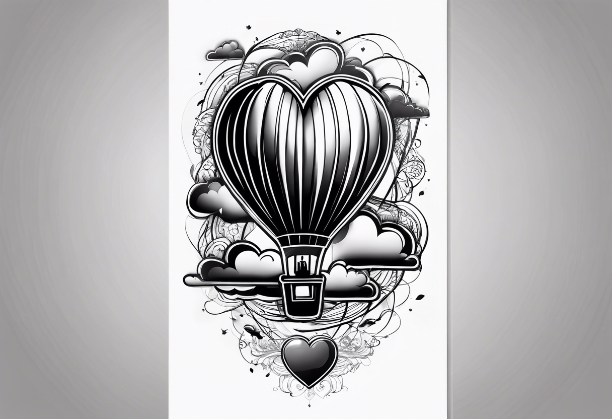 the man save my life with heart baloon with heartbeat pulse tattoo idea