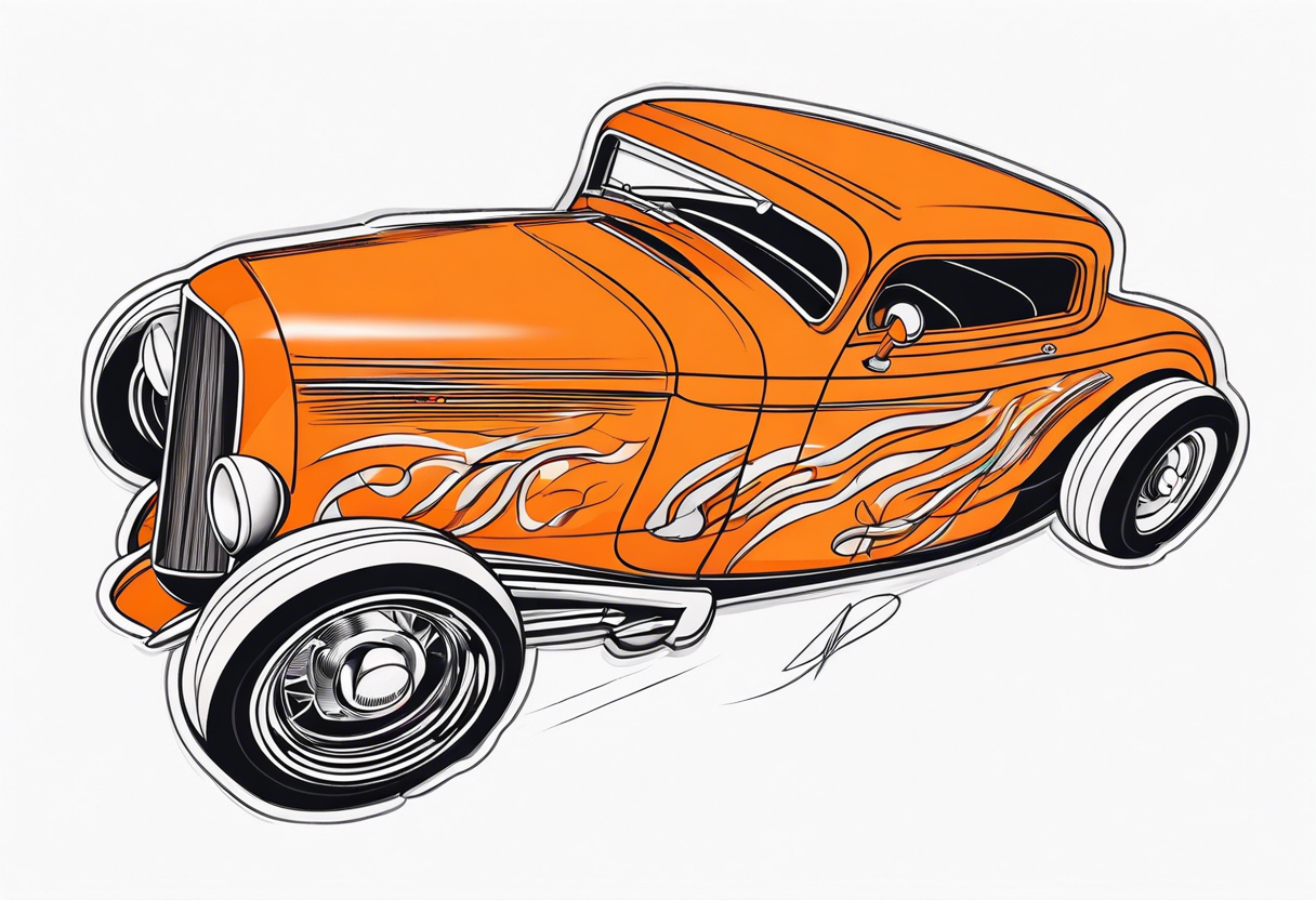 Orange hot rod tattoo idea