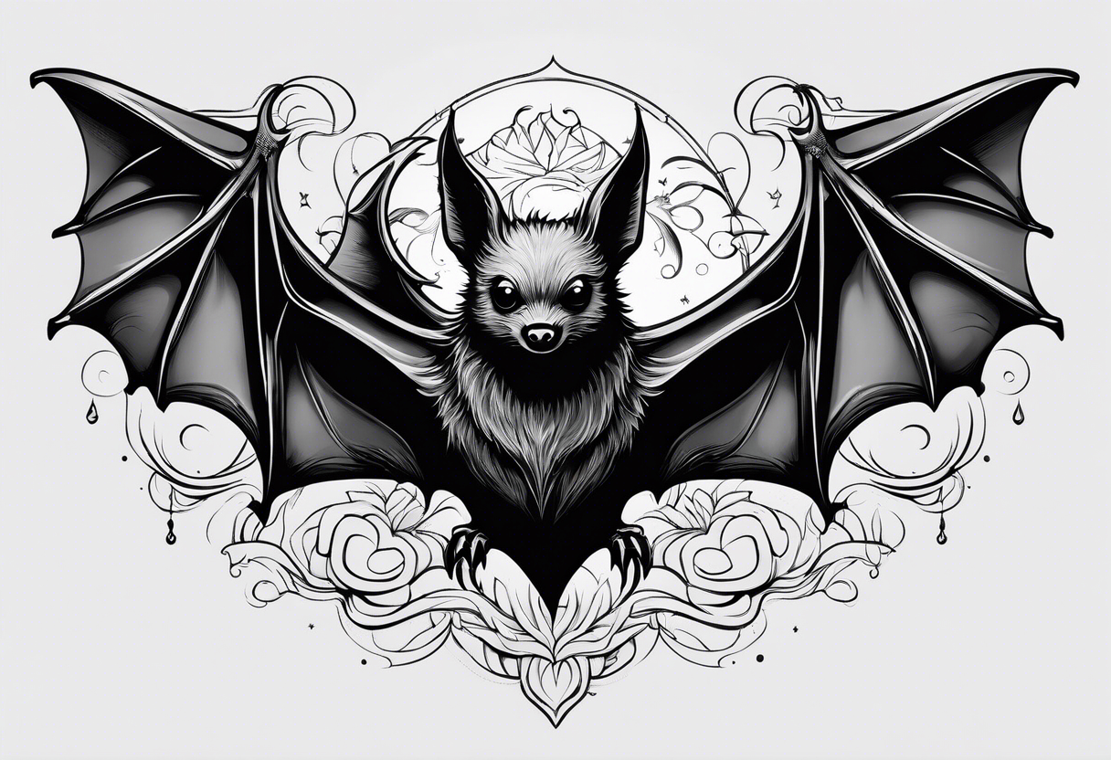 Traditional Bat Tattoo Design