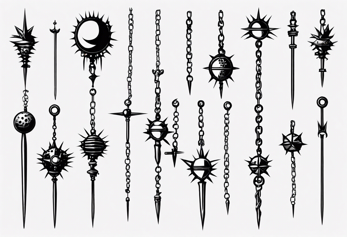 spiked ball mace on a chain tattoo idea