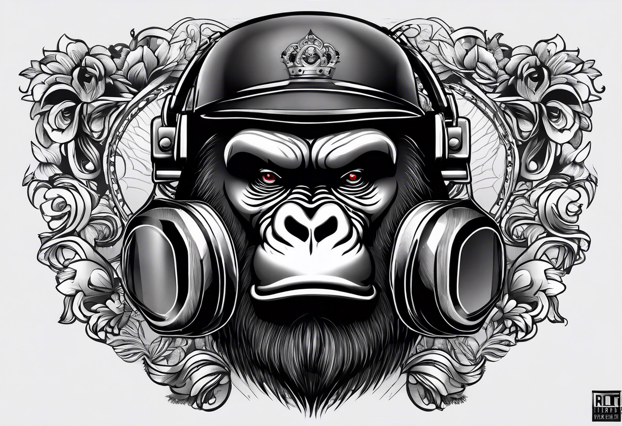 gorilla motorcycle microphone tattoo idea