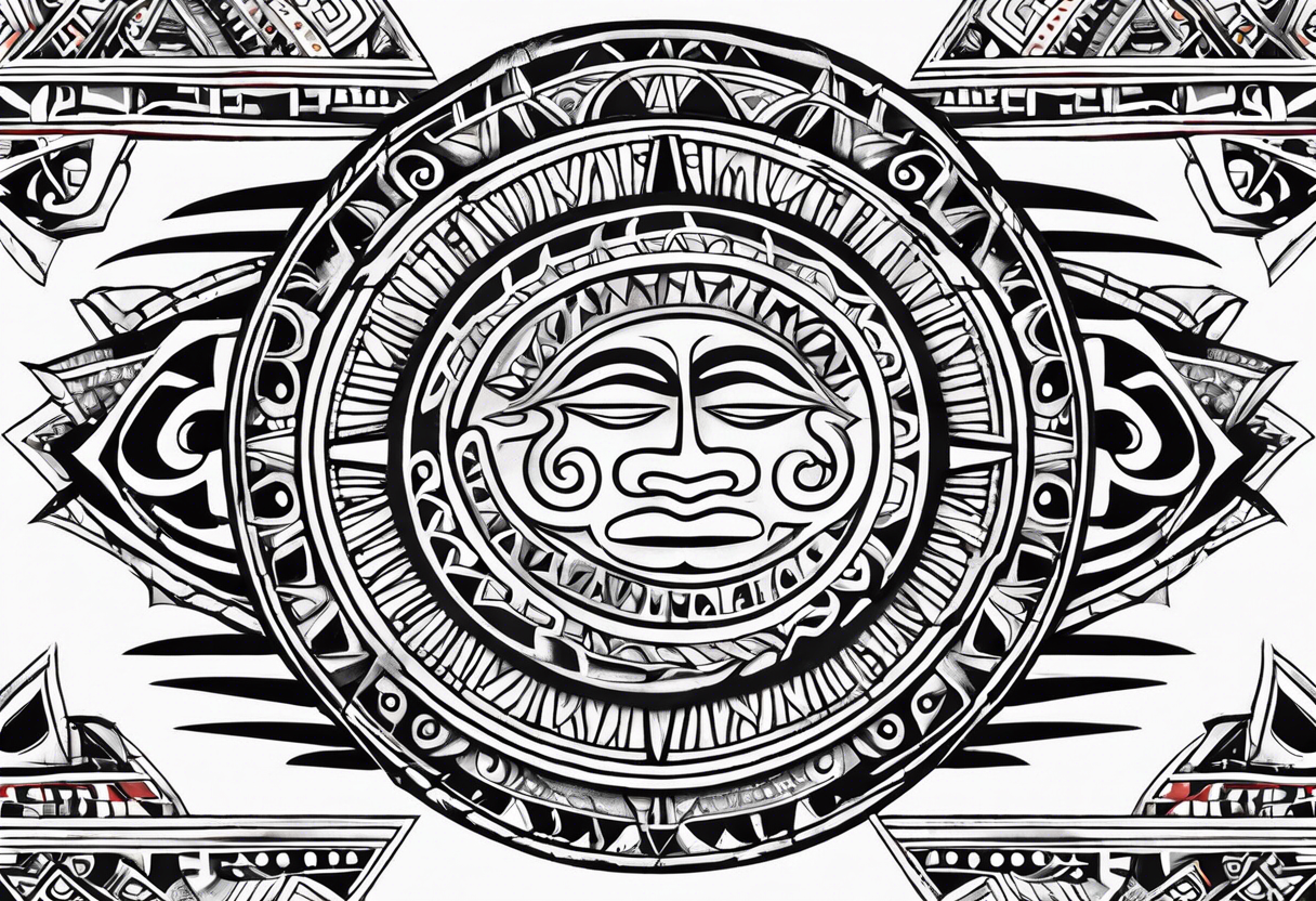 Taino tribal sun with puerto rican flag tattoo idea