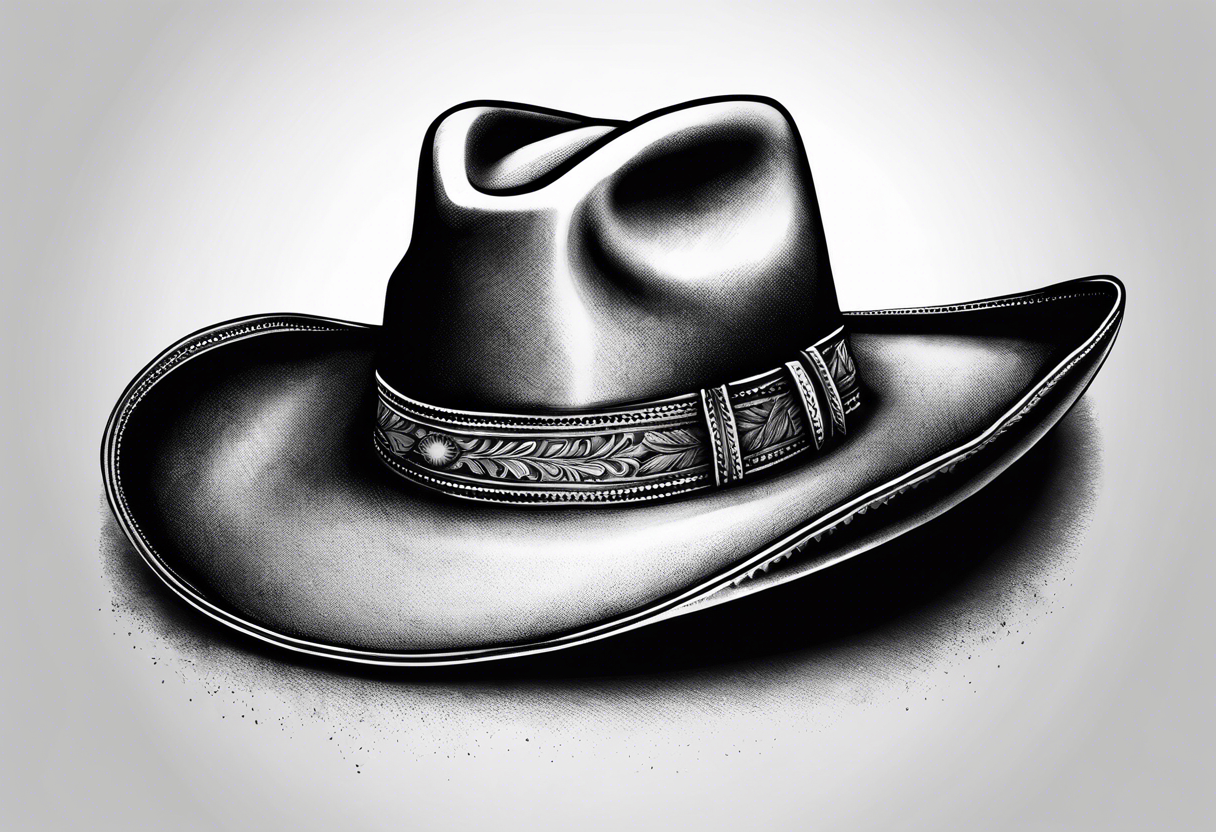 Texas wearing a weathered cowboy hat tattoo idea