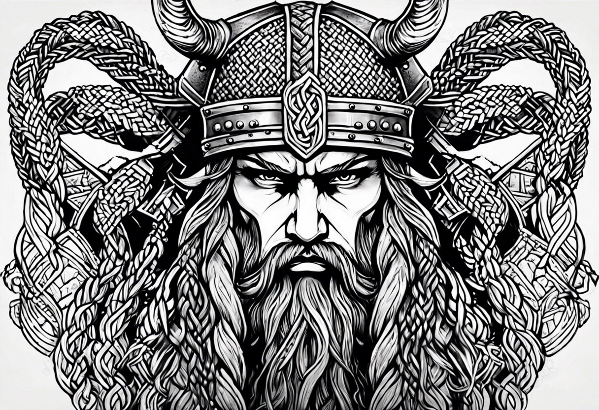 Viking with 6 braids tattoo idea