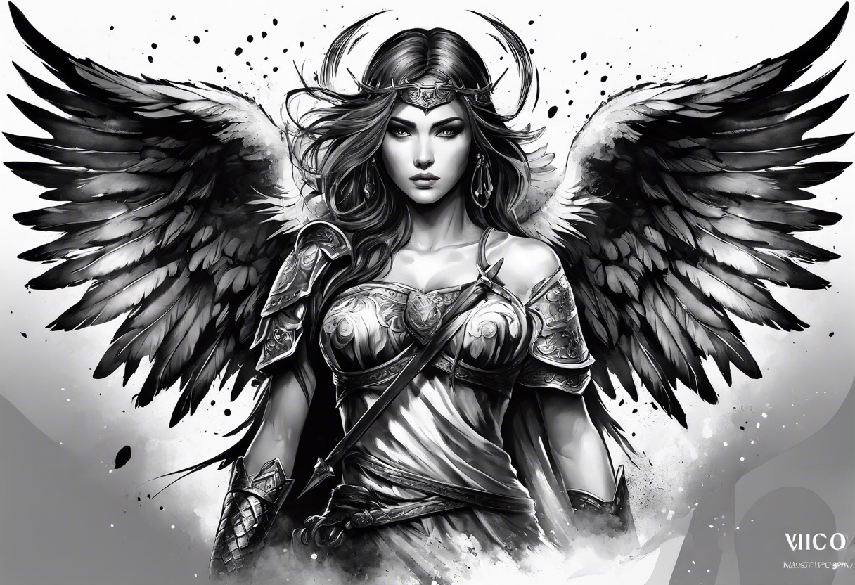 Angel warrior bloody tattoo idea