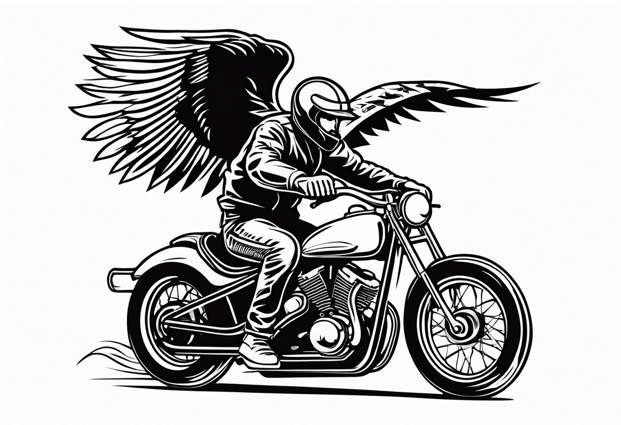 motorcycle speedway rider with an eagle flying over tattoo idea