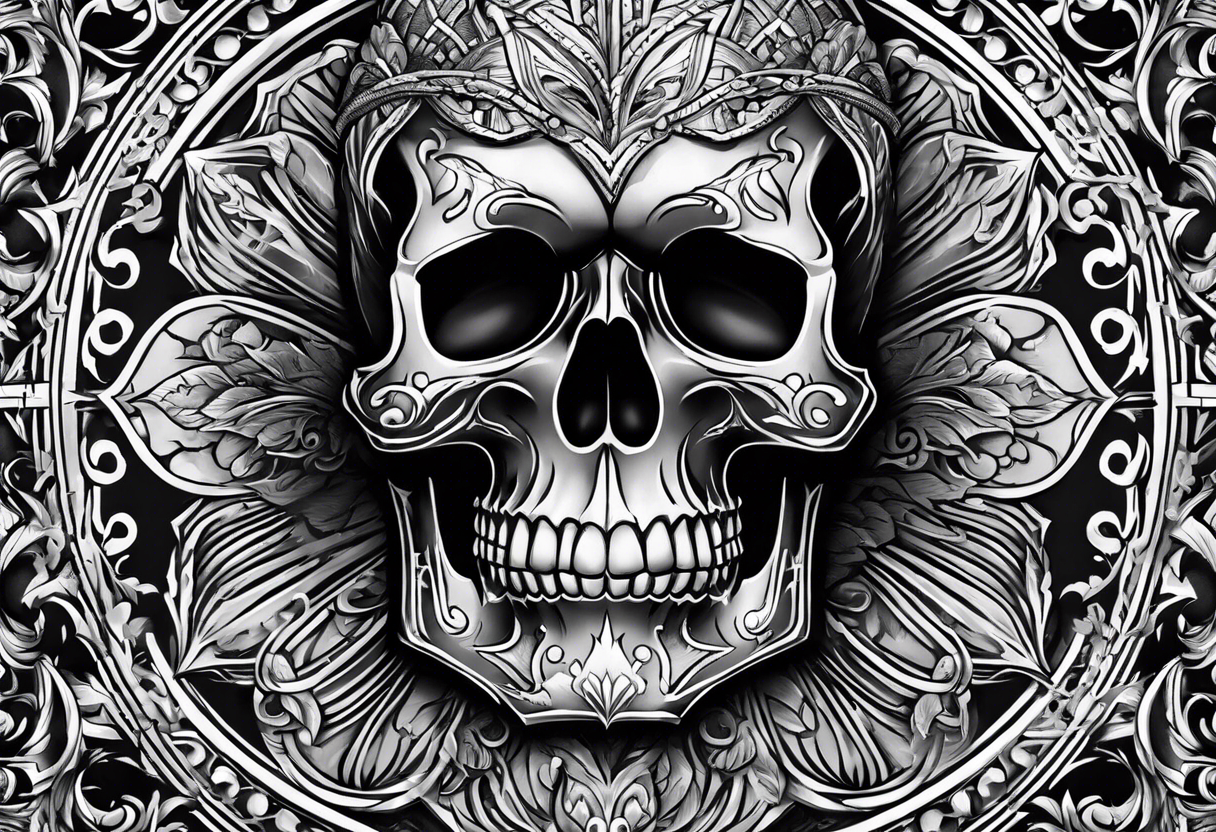 cross on top of a skull tattoo idea