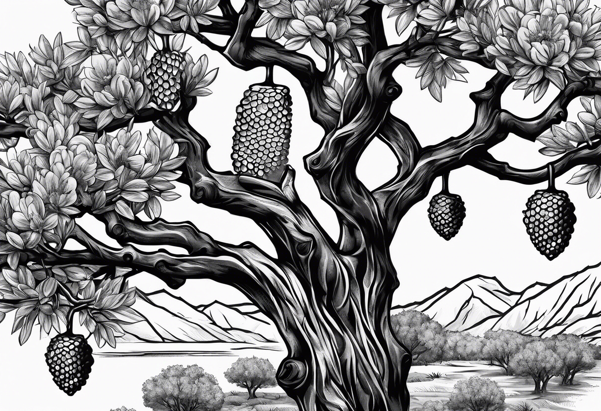 Honey comb in Russian olive tree tattoo idea