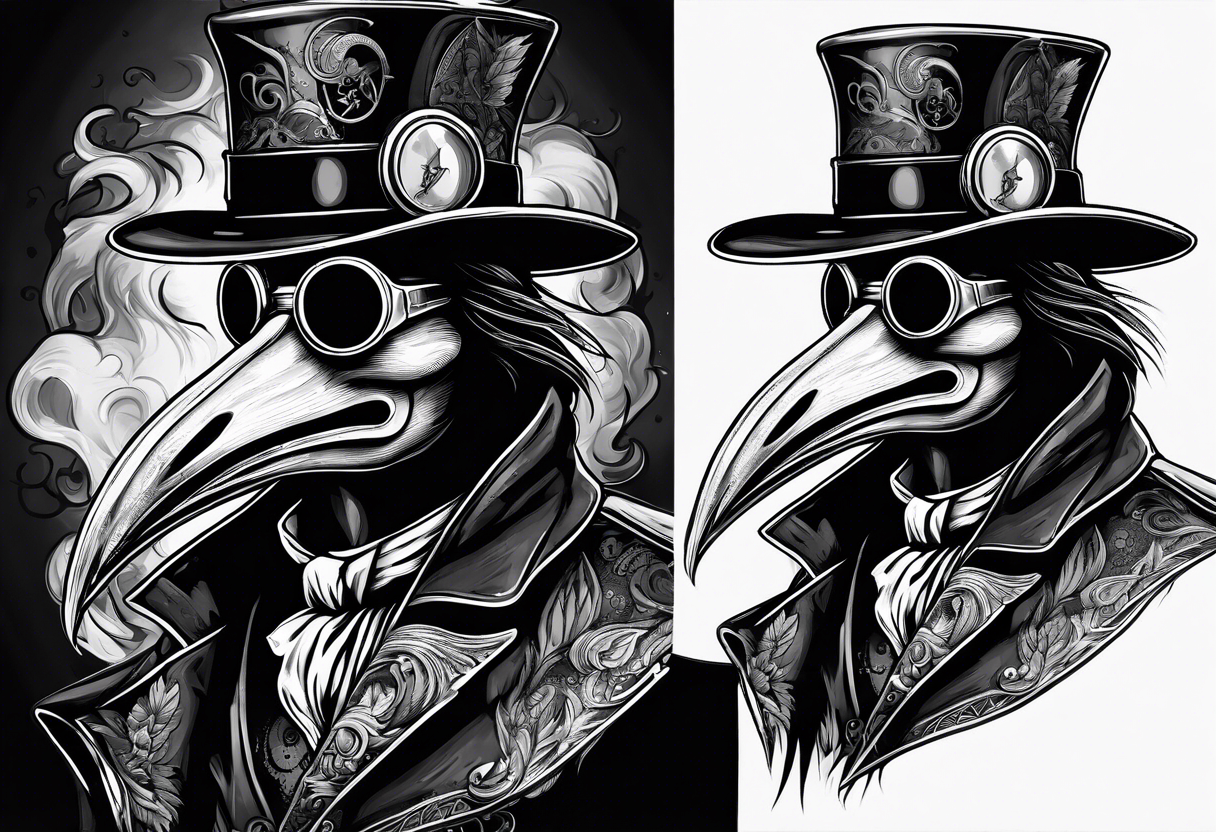 steampunk plague doctor 
smoke background tattoo idea