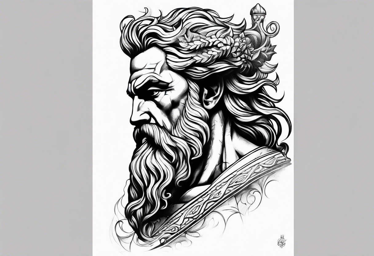 Poseidon side profile tattoo idea