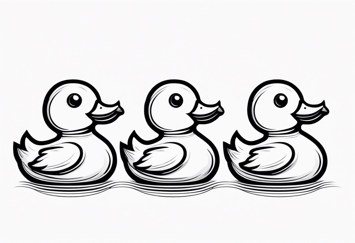 3 rubber ducks in a row side profile 

they are facing to the right tattoo idea