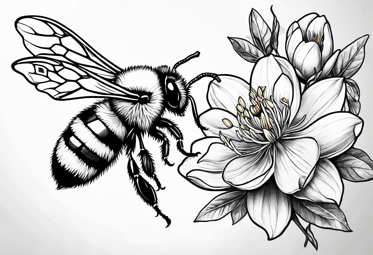 Bumblebee and magnolia tattoo idea