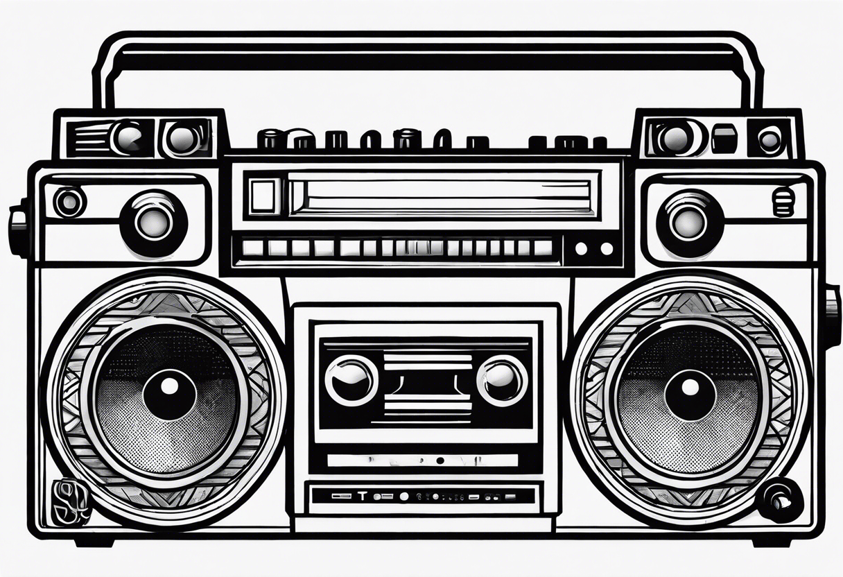 A boombox in fineline very minimalistic tattoo idea