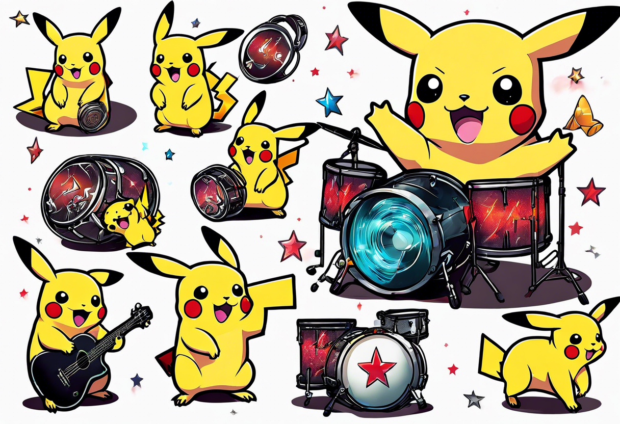 Musical pickachu tattoo idea