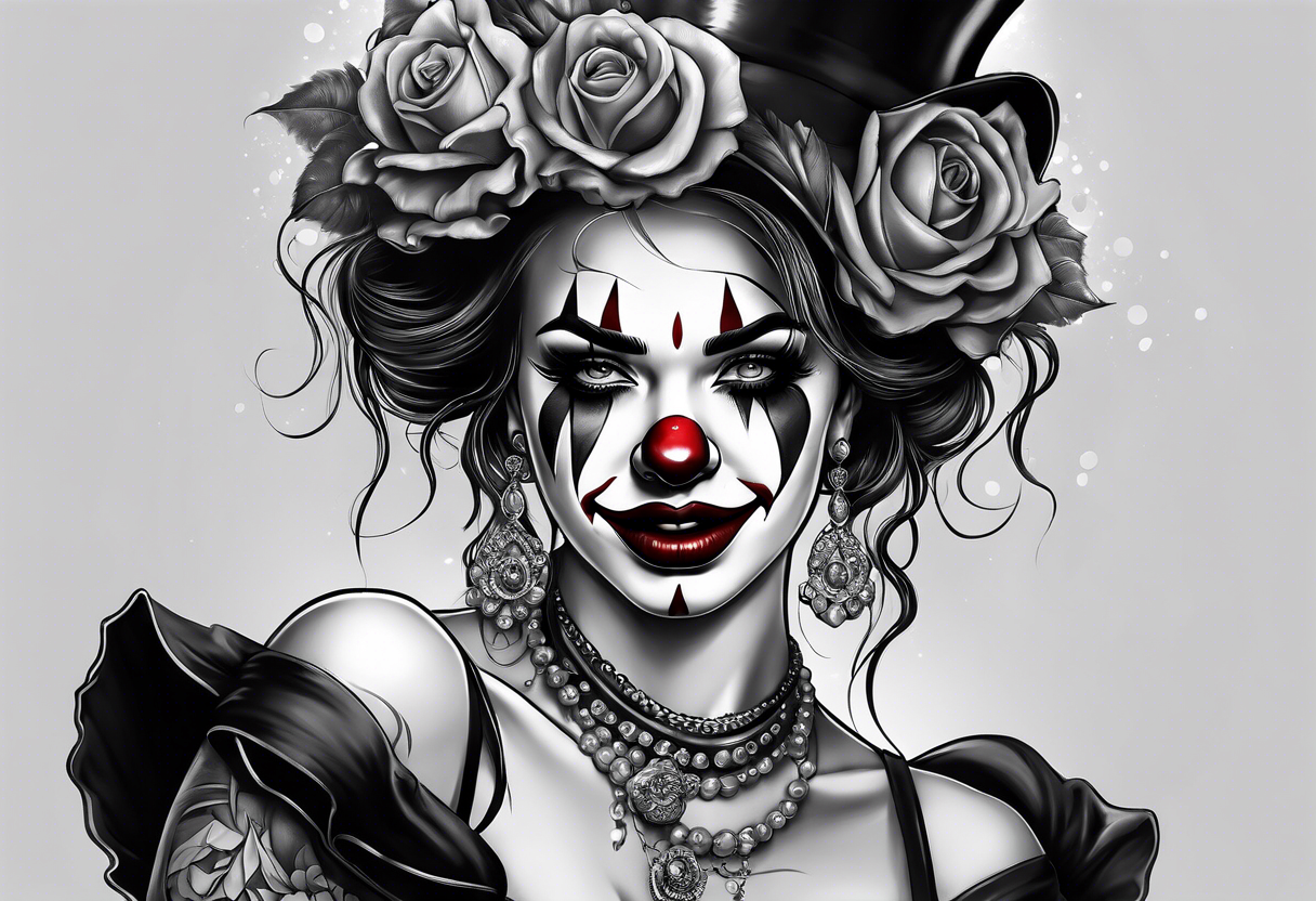 Girl clown crying tattoo idea