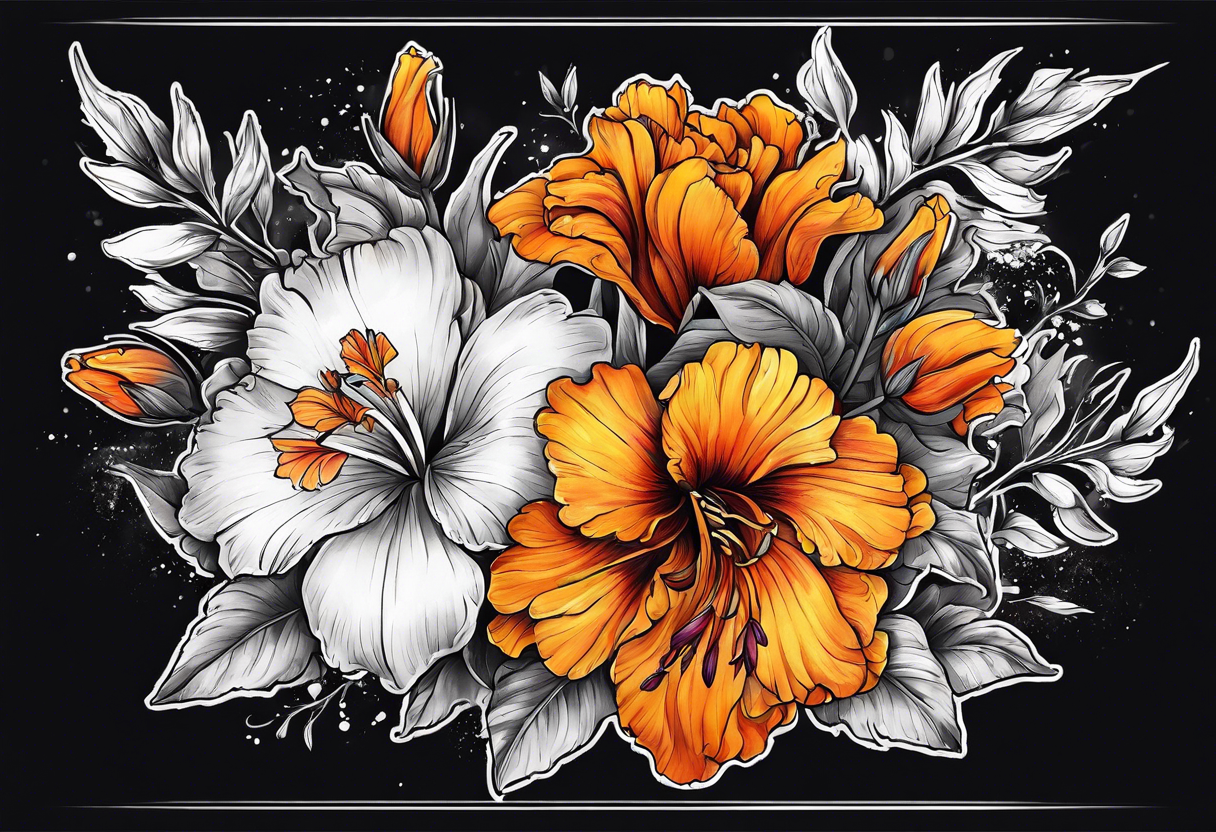 Marigold and gladiolus tattoo idea