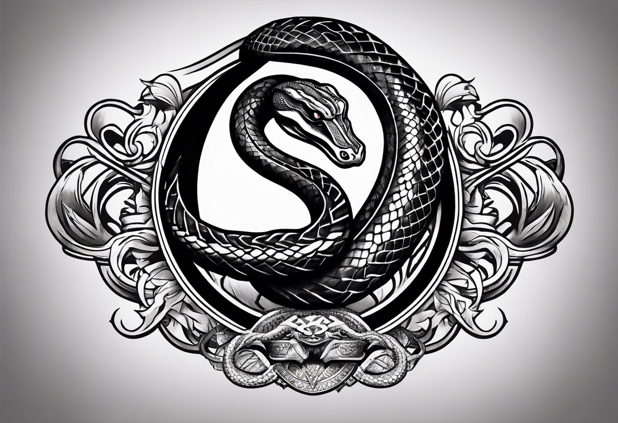 Kobe Logo with black mamba snake wrapped around tattoo idea