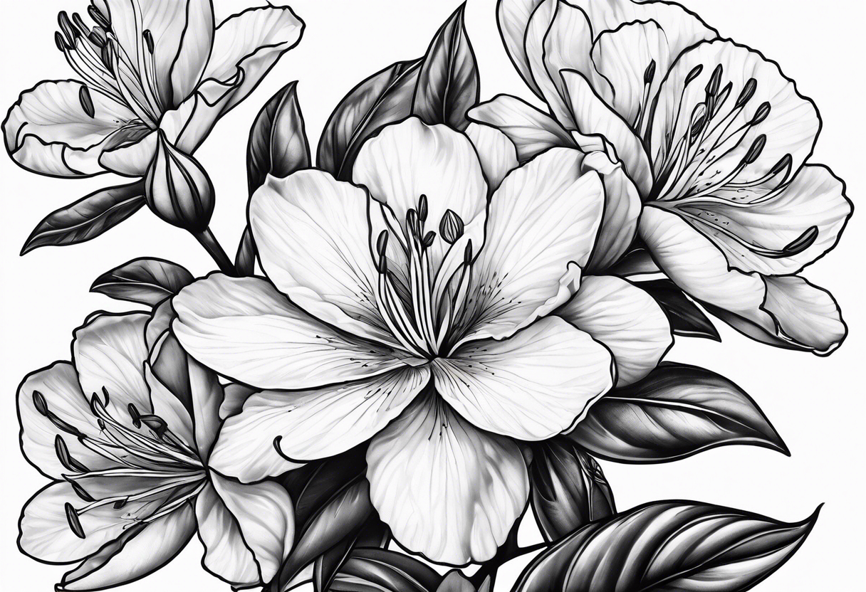 Azalea flowers Fine-Line with dark shading tattoo idea