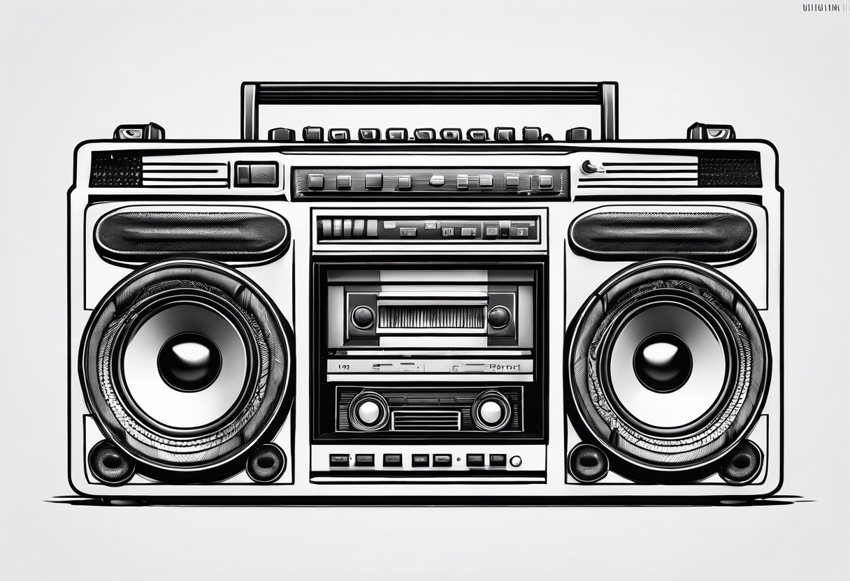 A boombox in fineline very minimalistic tattoo idea