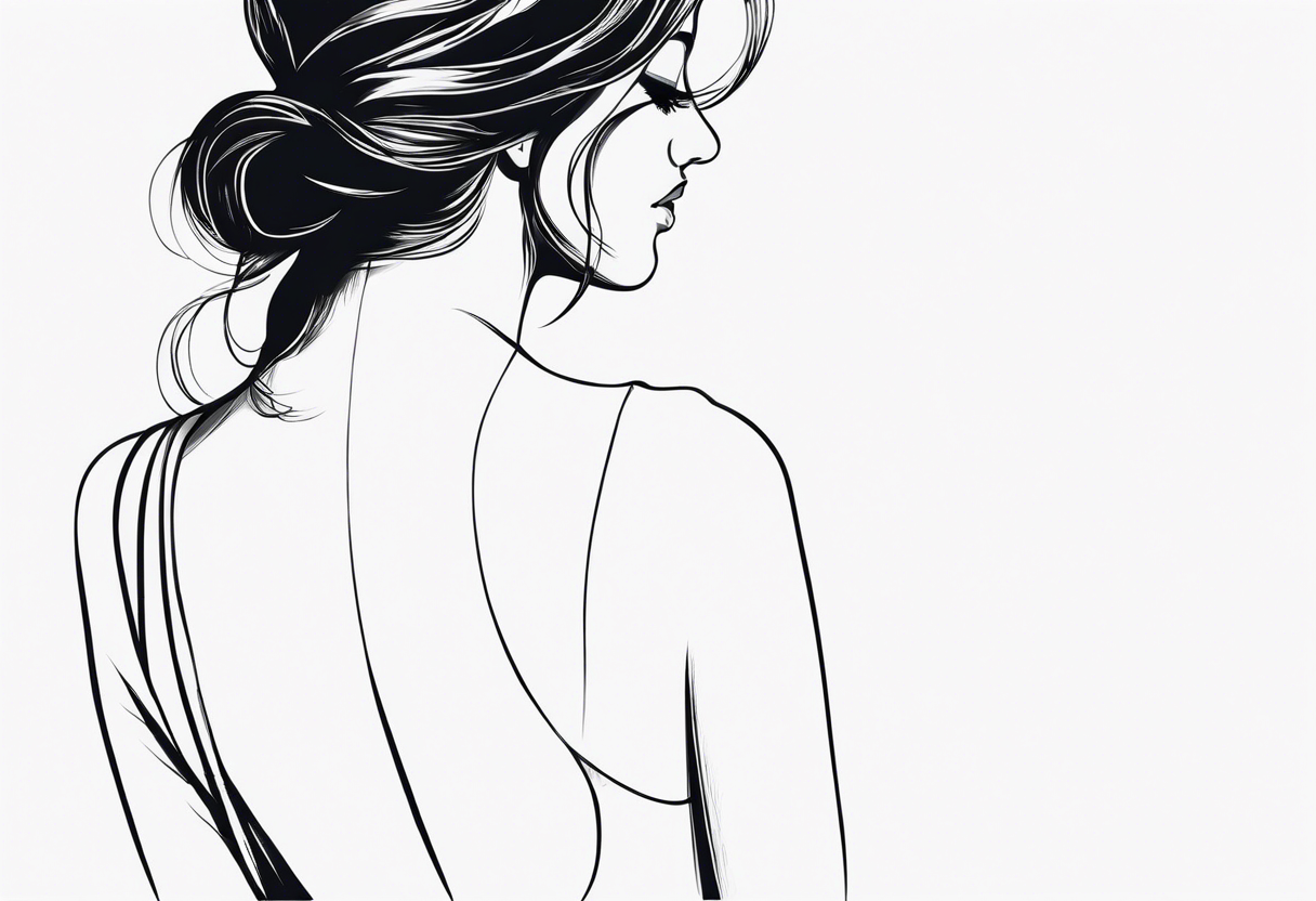 Back of a Woman with shadows tattoo idea