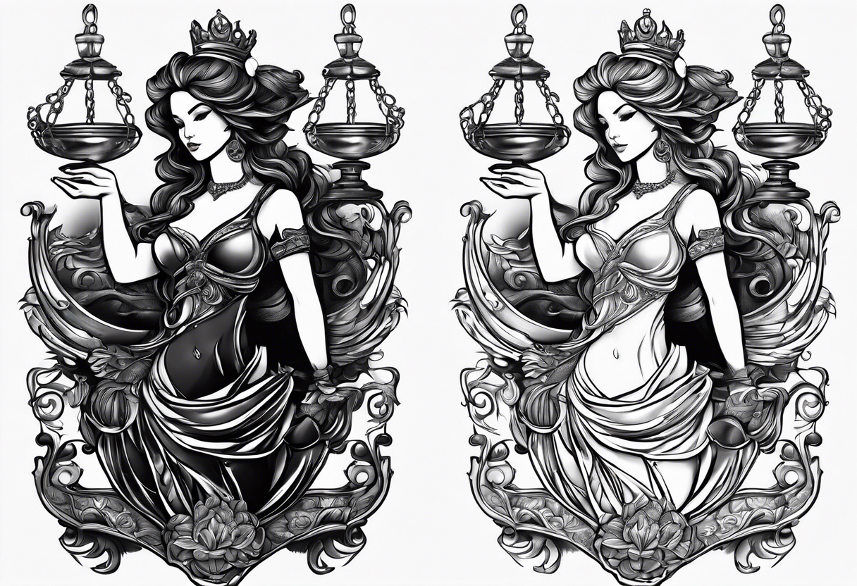 Themis with scales in hands tattoo idea