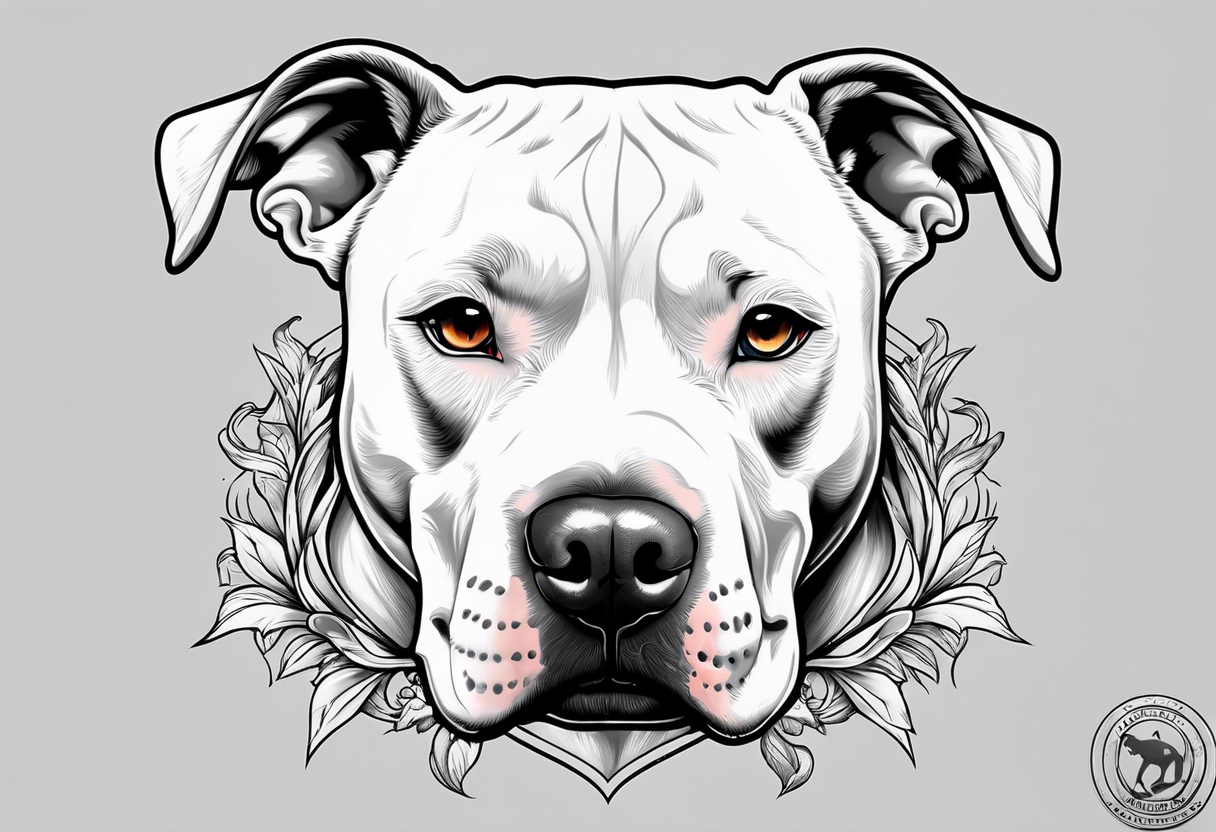 white pitbull pointed ears pretty tattoo idea