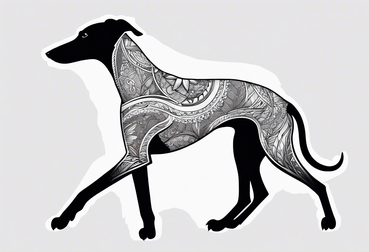 Greyhound wearing leather jacket standing on hind legs tattoo idea