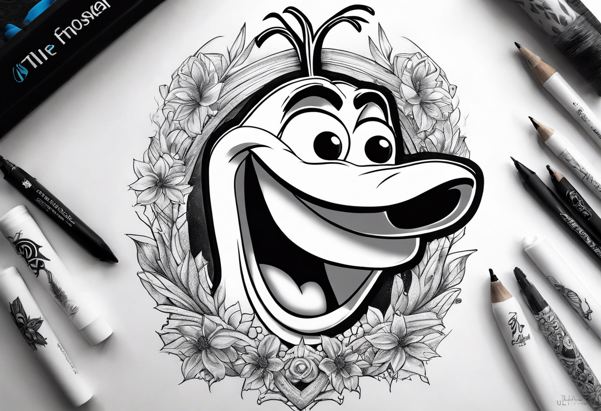 olaf from frozen surfing tattoo idea