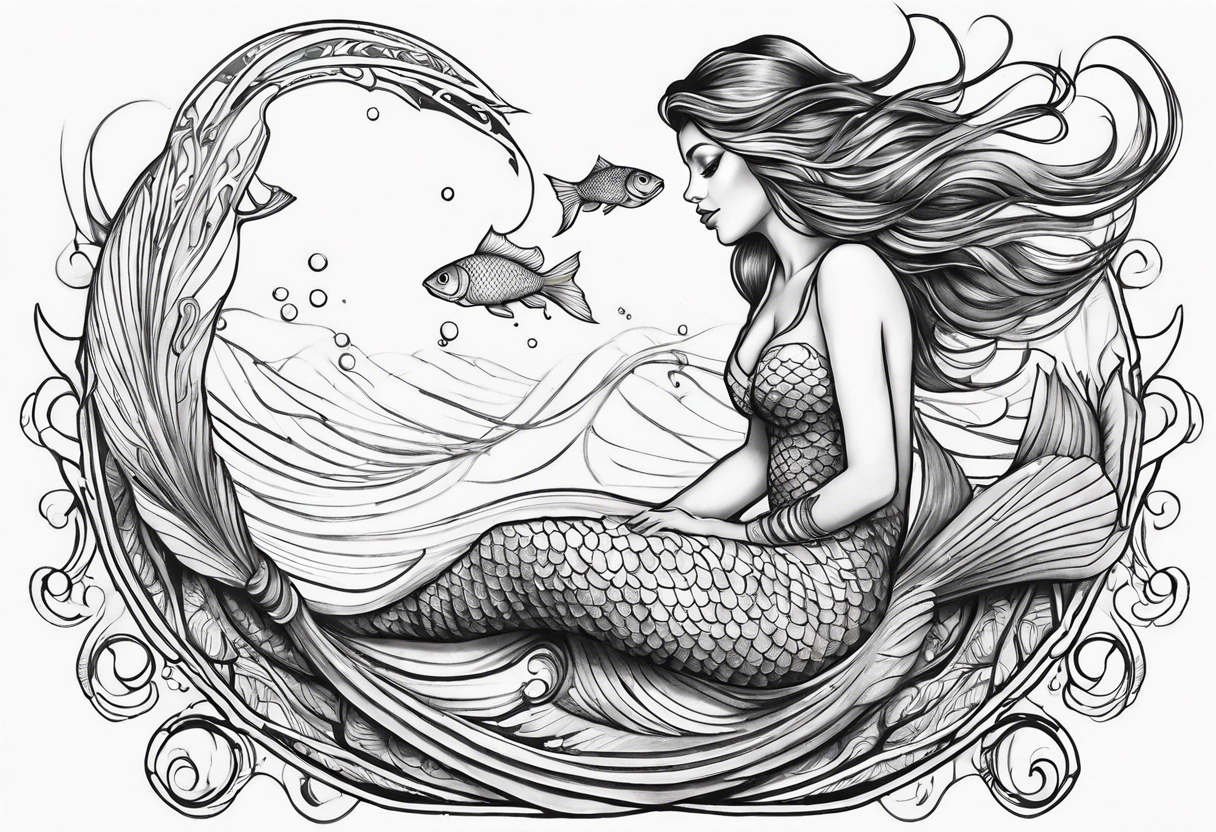 Draw me a nice magical mermaid fish tail tattoo idea