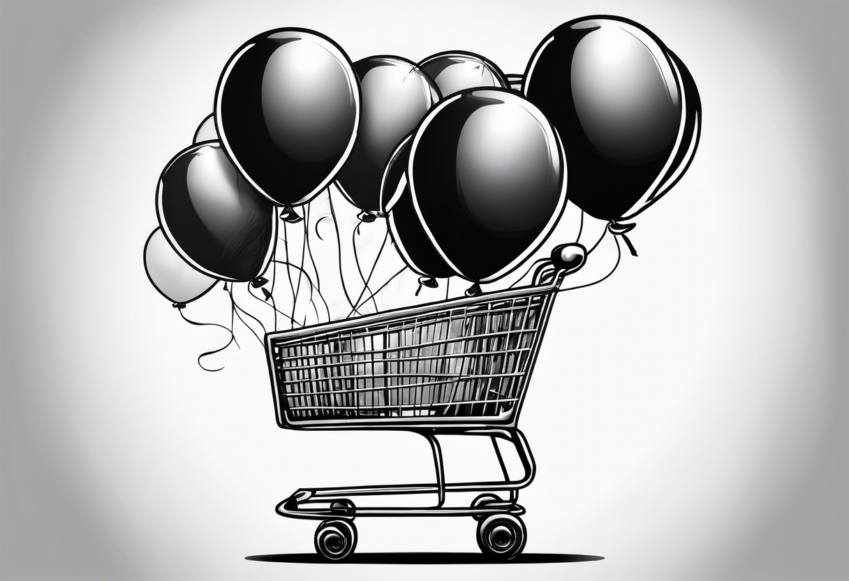 NF shopping cart and balloons tattoo idea